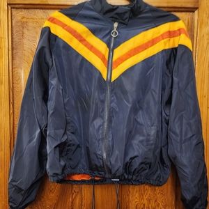 Racing stripe windbreaker jacket